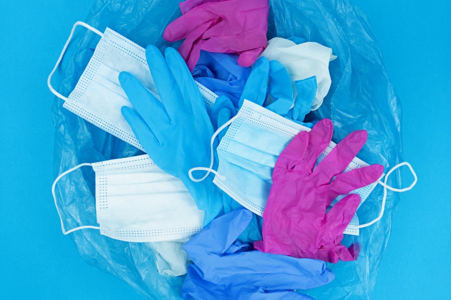masks, gloves, and PPE